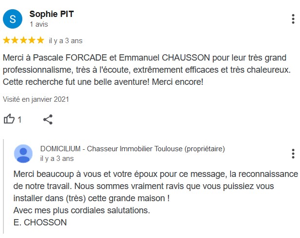 Mon chasseur immo DOMICILIUM - avis positif 5 étoiles