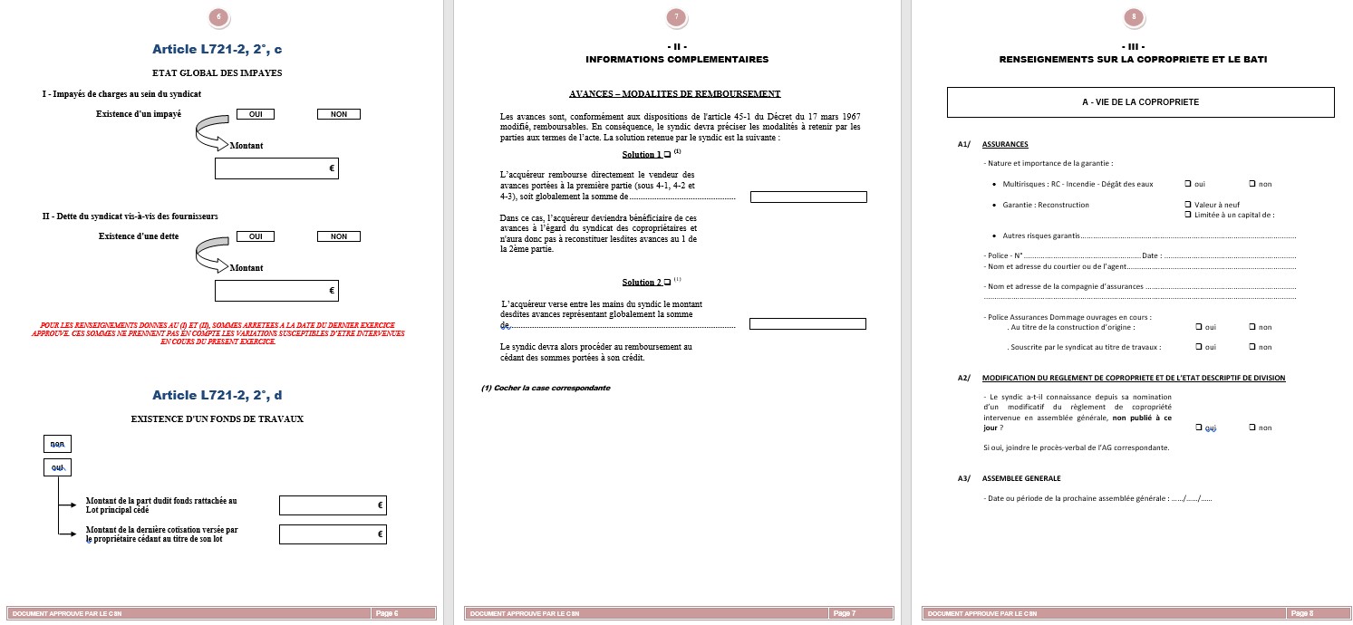 Pré-état daté - Questionnaire avant contrat - Mutation lot de copropriété Toulouse