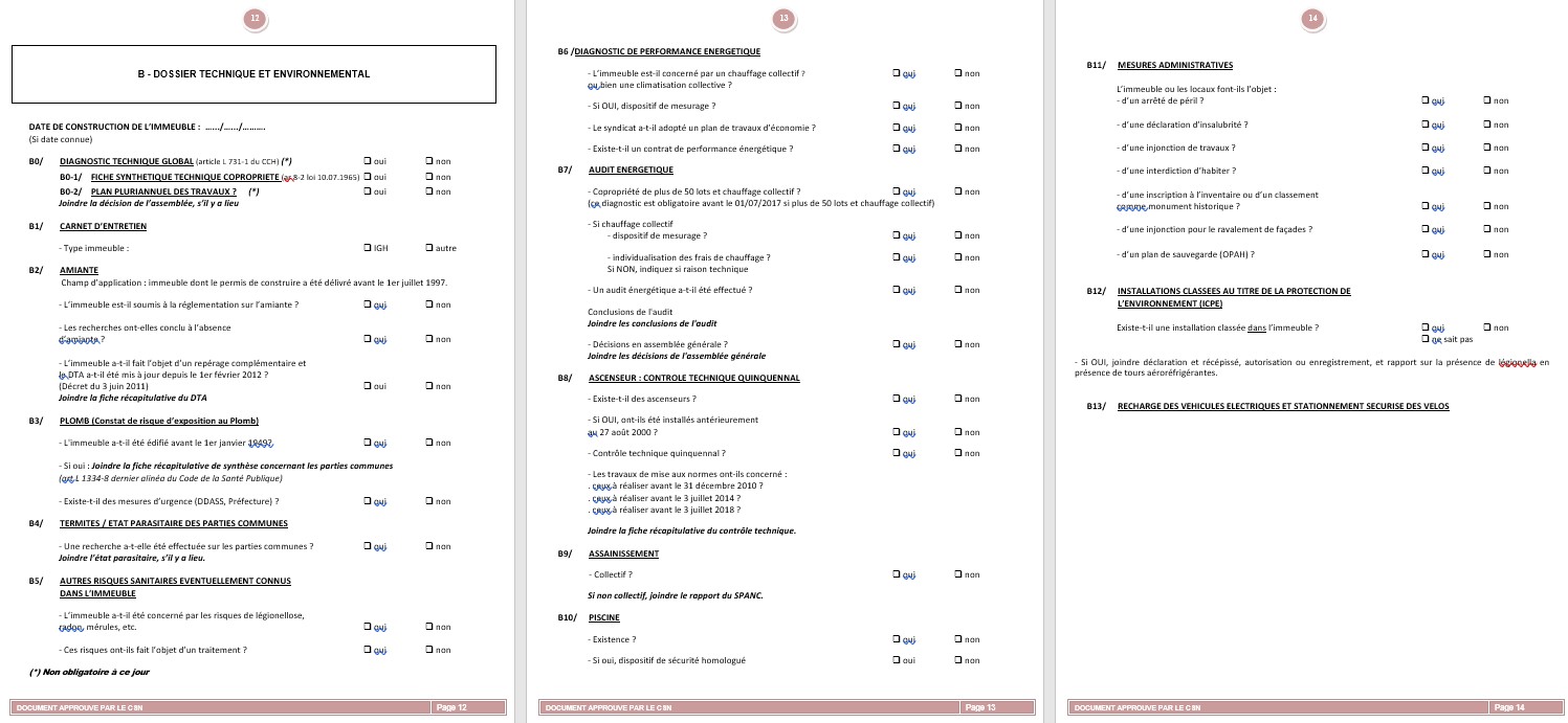 Pré-état daté - Questionnaire avant-contrat - Mutation lot de copropriété - Notaire